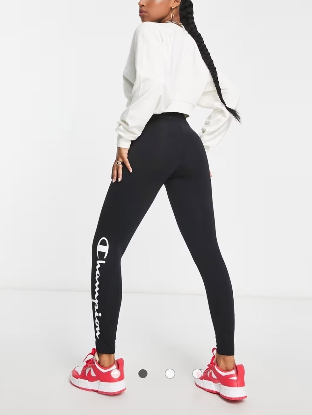 Champion High Waisted Black Logo Leggings with Side Script Size Small - Picture 5 of 6